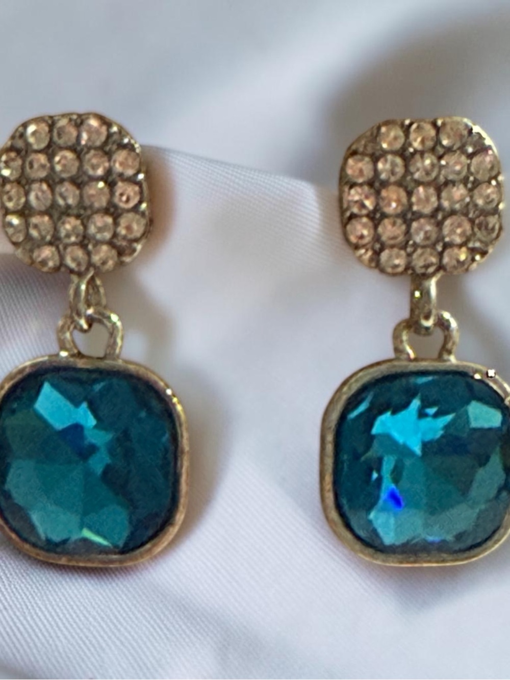 Blue Crystal Drop Earrings